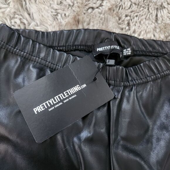 PrettyLittleThing Tall Black Faux Leather High Waisted‎ Legging Size 10 - Picture 5 of 9